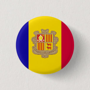 Nationale vlag van Andorra Ronde Button 3,2 Cm