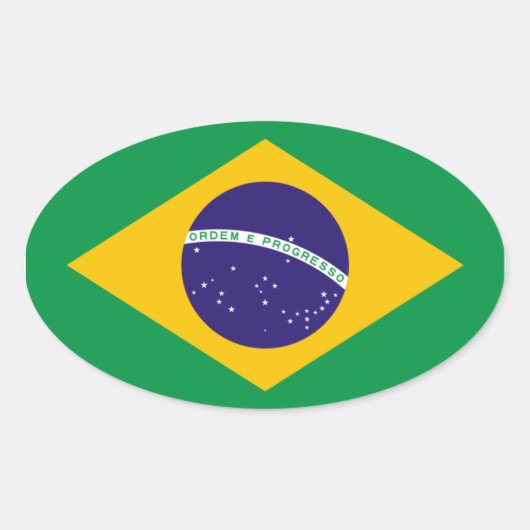 Nationale vlag van Brasil Ovale Sticker (Voorkant)