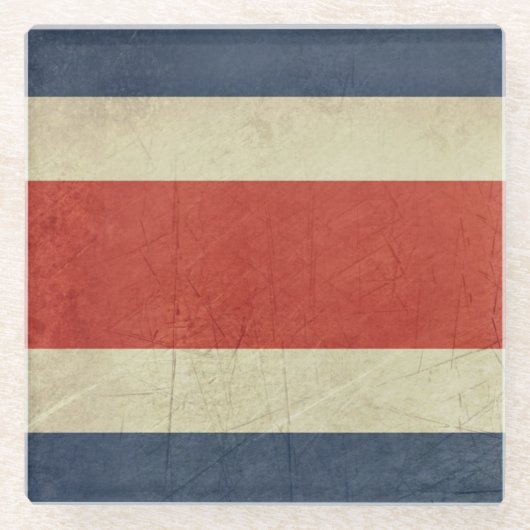 Nationale vlag van Costa Rica Glazen Onderzetter (Voorkant)