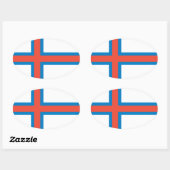 Nationale vlag van de Faeröer Ovale Sticker (Vel)