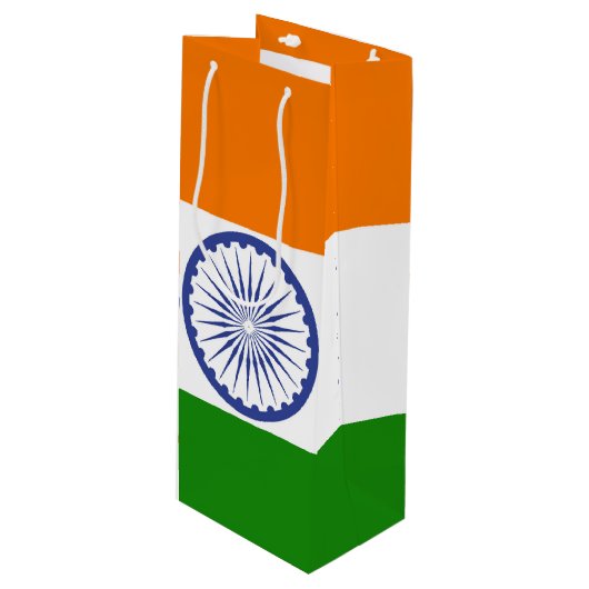 Nationale vlag van India Ashoka Chakra Wijn Cadeautas (Voorkant Gekanteld)