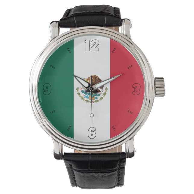 Nationale vlag van Mexico Elegant Patriottisch Horloge (Voorkant)