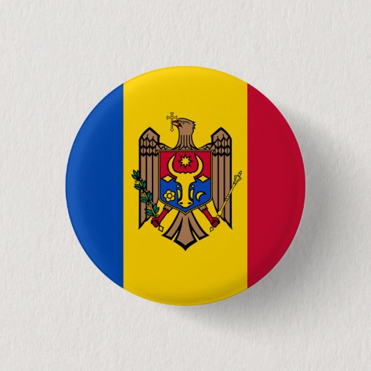 Nationale vlag van Moldavië Ronde Button 3,2 Cm (Voorkant)