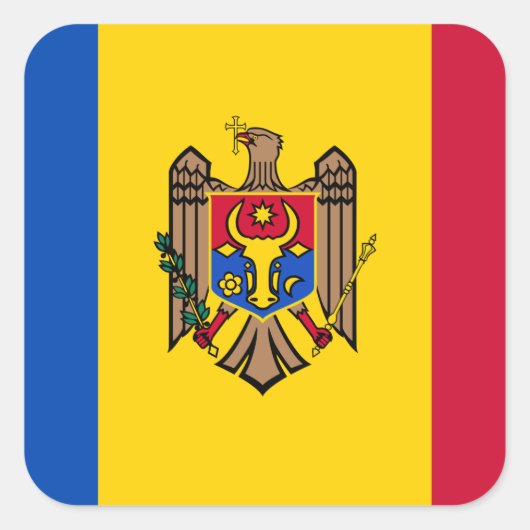 Nationale vlag van Moldavië Vierkante Sticker (Voorkant)