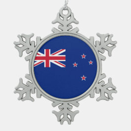 Nationale vlag van Nieuw-Zeeland Tin Sneeuwvlok Ornament