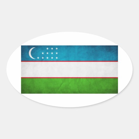 Nationale vlag van Oezbekistan Ovale Sticker (Voorkant)