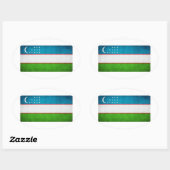 Nationale vlag van Oezbekistan Ovale Sticker (Vel)