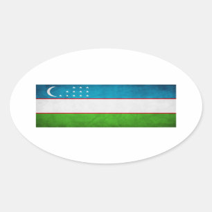 Nationale vlag van Oezbekistan Ovale Sticker