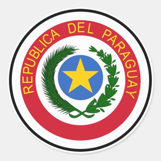 Nationale vlag van Paraguay Ronde Sticker (Voorkant)
