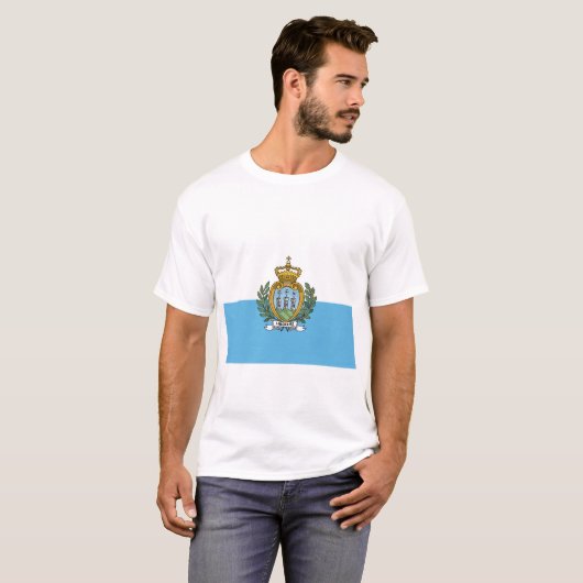 Nationale vlag van San Marino T-shirt (Voorkant volledig)