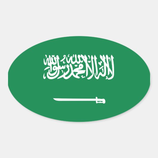 Nationale vlag van Saudi-Arabië Ovale Sticker (Voorkant)