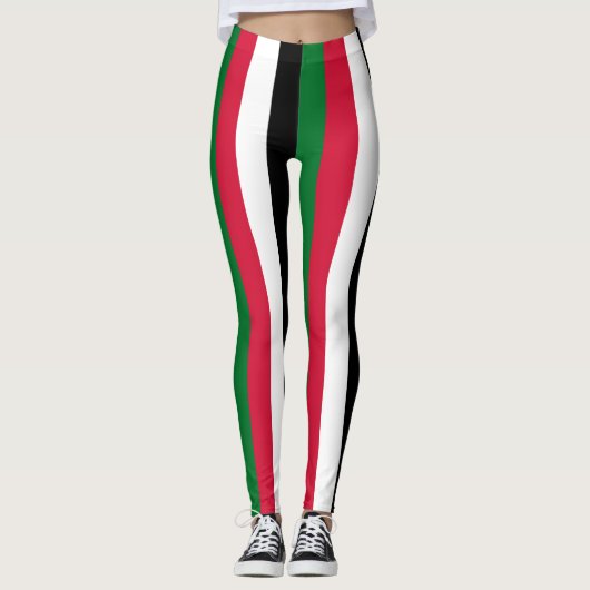 Nationale vlag van Soedan - Verticaal gestreept Leggings (Voorkant)
