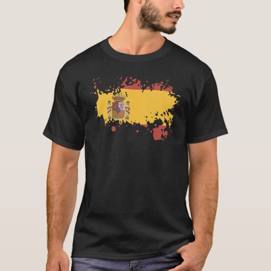 Nationale vlag van Spanje souvenir voor mannen T-shirt (Voorkant)
