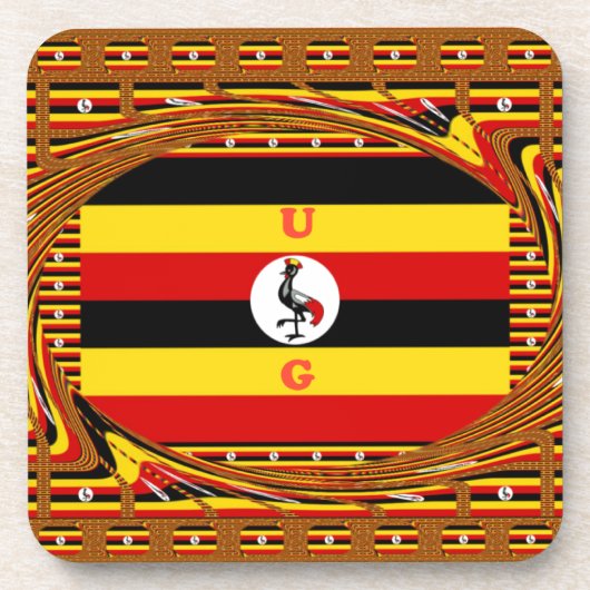 Nationale vlag van Uganda Bier Onderzetter (Voorkant)