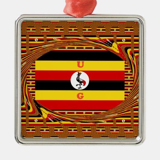 Nationale vlag van Uganda Metalen Ornament (Voorkant)