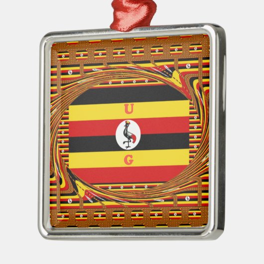 Nationale vlag van Uganda Metalen Ornament (Links)