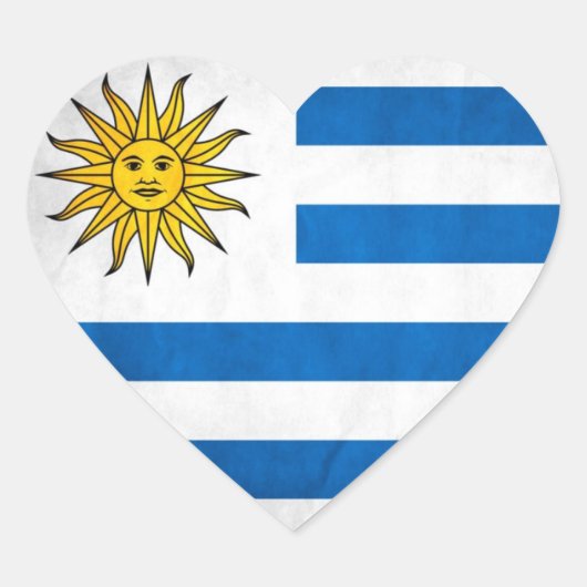 Nationale vlag van Uruguay Hart Sticker (Voorkant)