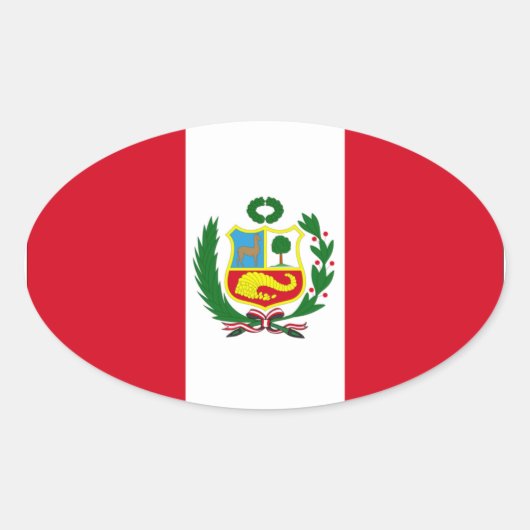 Nationale vlag van VIER Peru Ovale Sticker (Voorkant)
