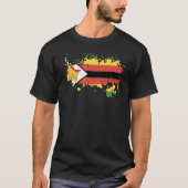Nationale vlag van Zimbabwe souvenir voor mannen v T-shirt (Voorkant)