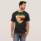 Nationale vlag van Zimbabwe souvenir voor mannen v T-shirt (Voorkant volledig)