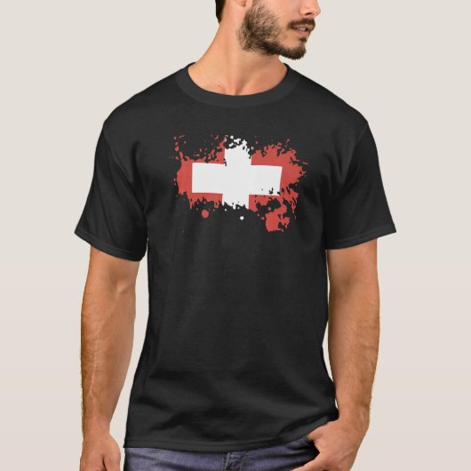 Nationale vlag van Zwitserland souvenir voor manne T-shirt (Voorkant)