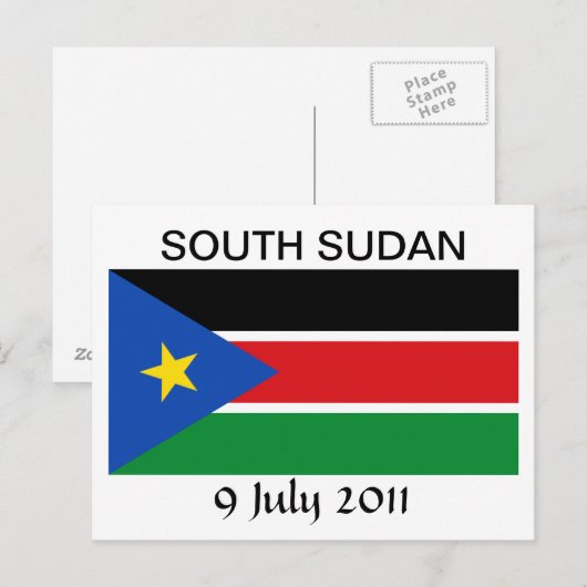 Nationale vlag Zuid-Sudan Briefkaart (Voorkant / Achterkant)