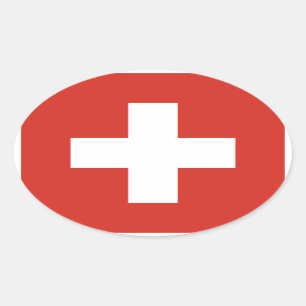 Nationale vlag Zwitserland Ovale Sticker