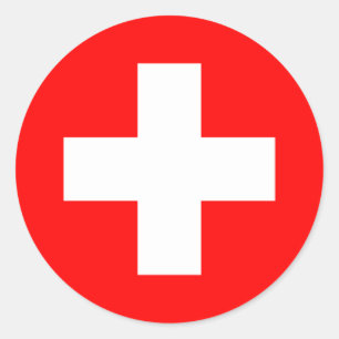 Nationale vlag Zwitserland Ronde Sticker