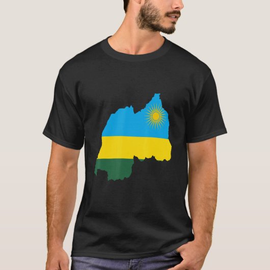 Nationale vlaggenkaart van Rwanda T-shirt (Voorkant)