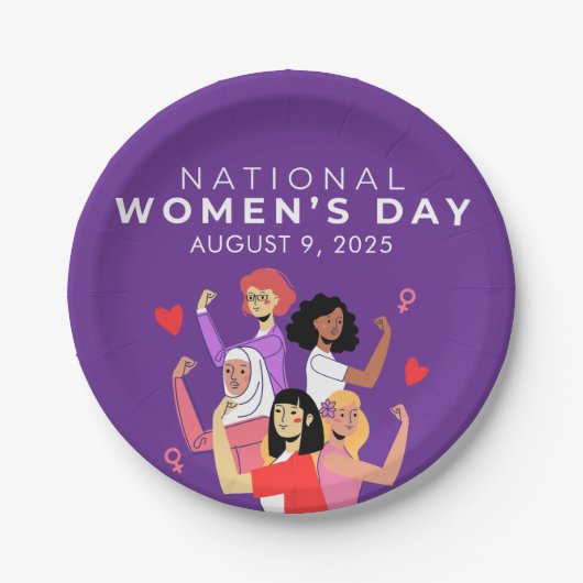 Nationale Vrouwendag Papieren Bordje (Voorkant)