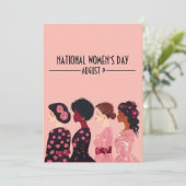 Nationale Vrouwendag Wereldwijde Vrouwen Roze Bloe Feestdagenkaart (Staand voorkant)