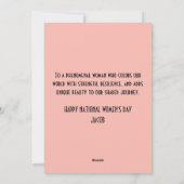 Nationale Vrouwendag Wereldwijde Vrouwen Roze Bloe Feestdagenkaart (Achterkant)