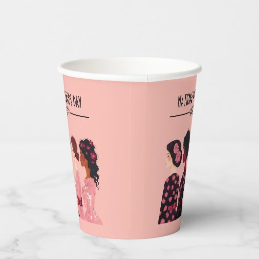 Nationale Vrouwendag Wereldwijde Vrouwen Roze Bloe Papieren Bekers (Rechts)