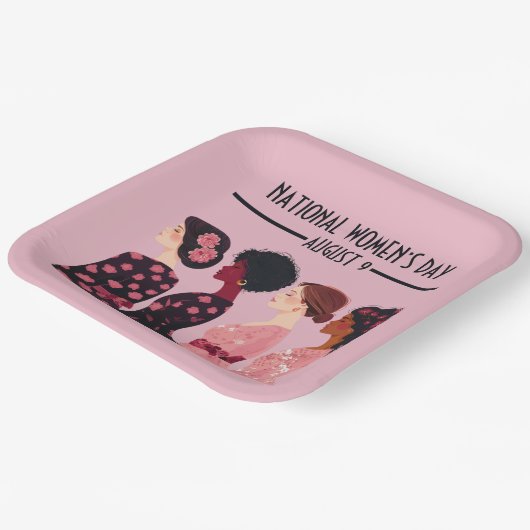 Nationale Vrouwendag Wereldwijde Vrouwen Roze Bloe Papieren Bordje (Gebogen)