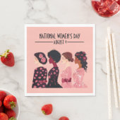 Nationale Vrouwendag Wereldwijde Vrouwen Roze Bloe Servet (Insitu)