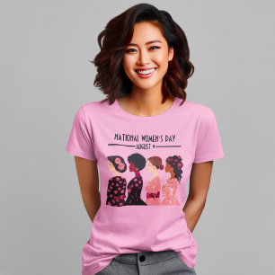 Nationale Vrouwendag Wereldwijde Vrouwen Roze Bloe T-shirt