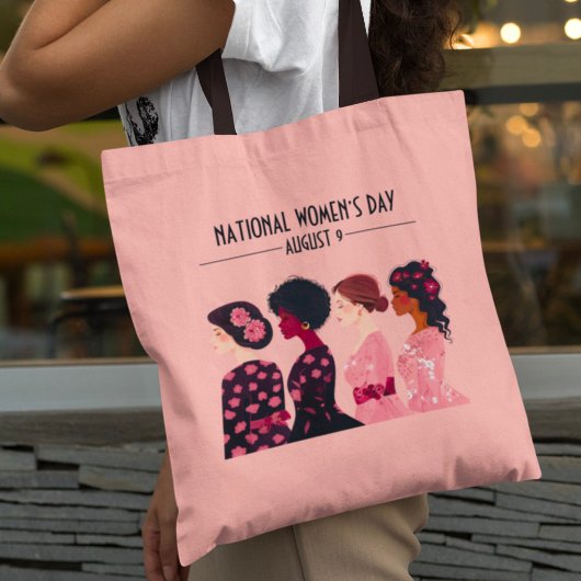 Nationale Vrouwendag Wereldwijde Vrouwen Roze Bloe Tote Bag