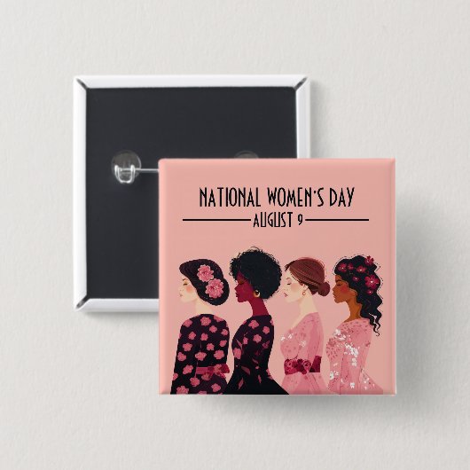 Nationale Vrouwendag Wereldwijde Vrouwen Roze Bloe Vierkante Button 5,1 Cm (Voorkant /achterkant)