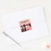 Nationale Vrouwendag Wereldwijde Vrouwen Roze Bloe Vierkante Sticker (Envelop)