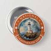 Nationale vuurtoren dag teken ronde button 7,6 cm (Voorkant /achterkant)
