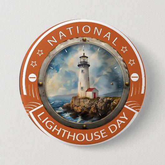 Nationale vuurtoren dag teken ronde button 7,6 cm (Voorkant)