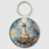 Nationale vuurtoren dag teken sleutelhanger (Voorkant)