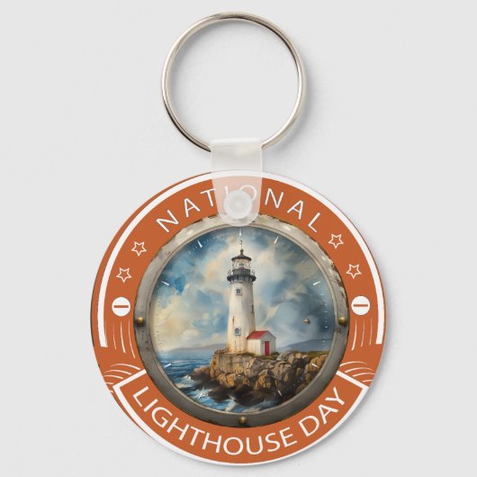 Nationale vuurtoren dag teken sleutelhanger (Voorkant)