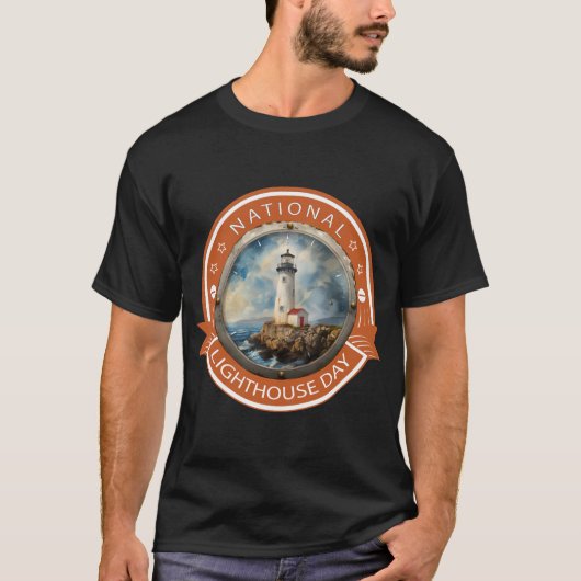 Nationale vuurtoren dag teken t-shirt (Voorkant)
