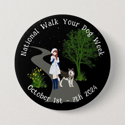 Nationale Walk Your Dog Week Button (Voorkant)
