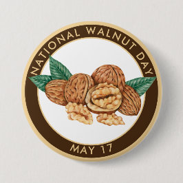 Nationale Walnootdag, tekening Ronde Button 7,6 Cm