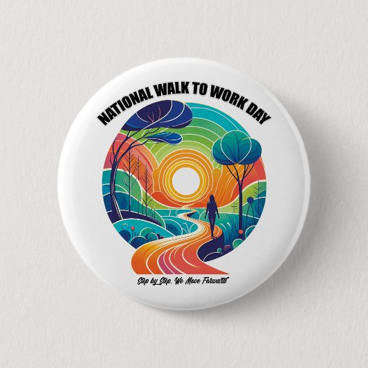Nationale Wandeling naar Werkdag Ronde Button 5,7 Cm (Voorkant)