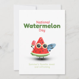 Nationale Watermeloendag Schattige Zomer Kunst Kaart