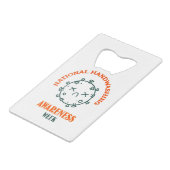 Nationale week van de Bewustmaking van de Handwas Creditkaart Flessenopener (Voorkant Gekanteld)