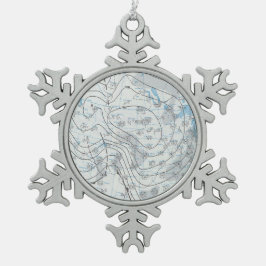 Nationale weerkaart tin sneeuwvlok ornament